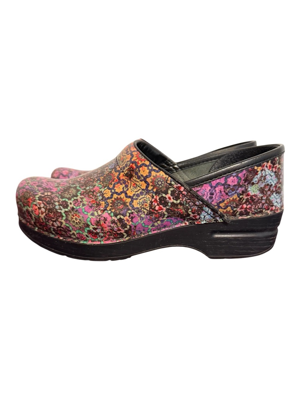 Dansko Professional Floral Mosaic Patent Leather Clogs EU 39 Multicolor US 8.5 9